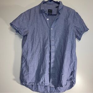 Armani Short Sleeve Button Up Slim Size Large All Over Print
